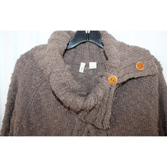 MOTH Womens Brown Taupe Chunky Knit Envelope Neck Pullover Sweater L - Picture 2 of 6